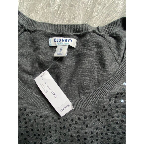 NWT Old Navy gray sequin front sweater top XS - Picture 2 of 4